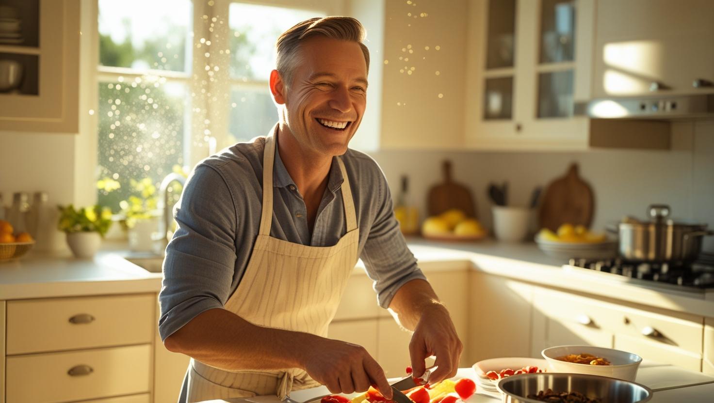 persona feliz ern su cocina 1